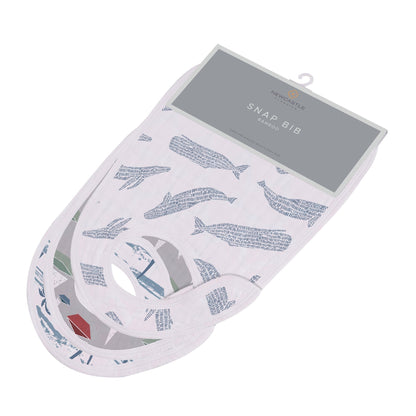 Ocean Tides 100% Natural Bamboo Muslin Cotton Snap Bibs, 3 Pack