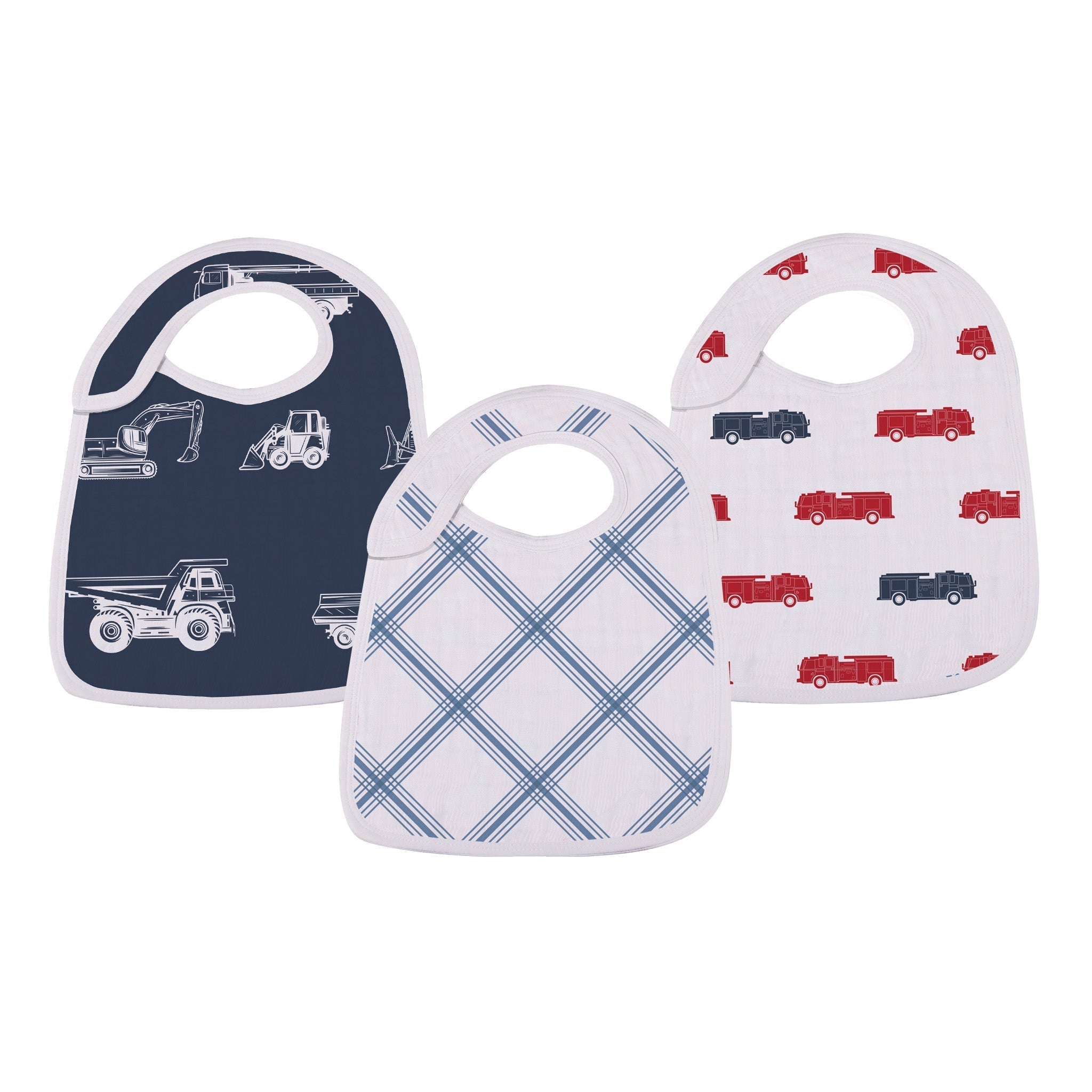 Newcastle Classics Things That Go 100% Soft Muslin Cotton 3 Pack Snap Bibs 12