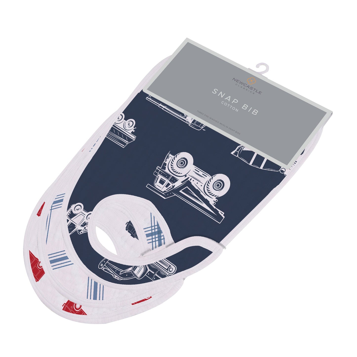 Things That Go 100% Natural Bamboo Muslin Cotton Snap Bibs, 3 Pack