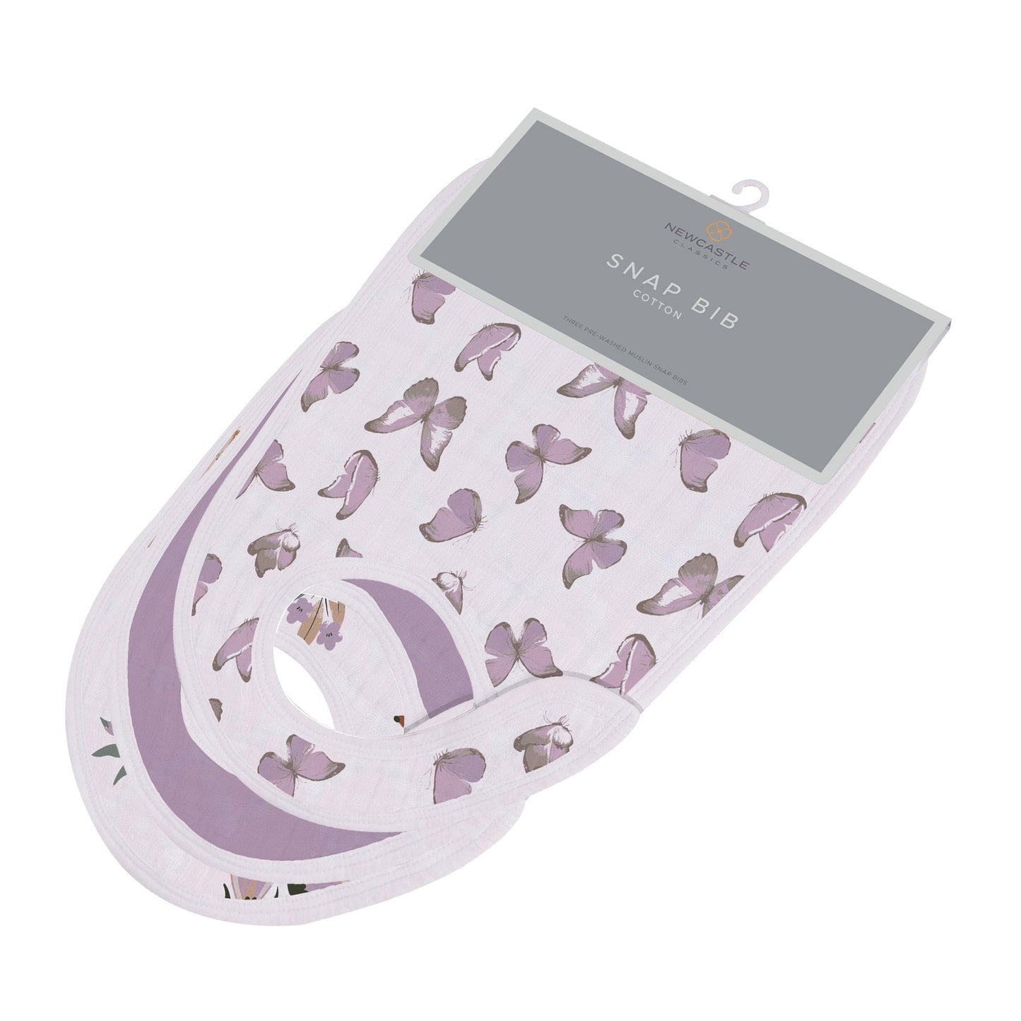 Mountain Meadow 100% Natural Bamboo Muslin Cotton Snap Bibs, 3 Pack