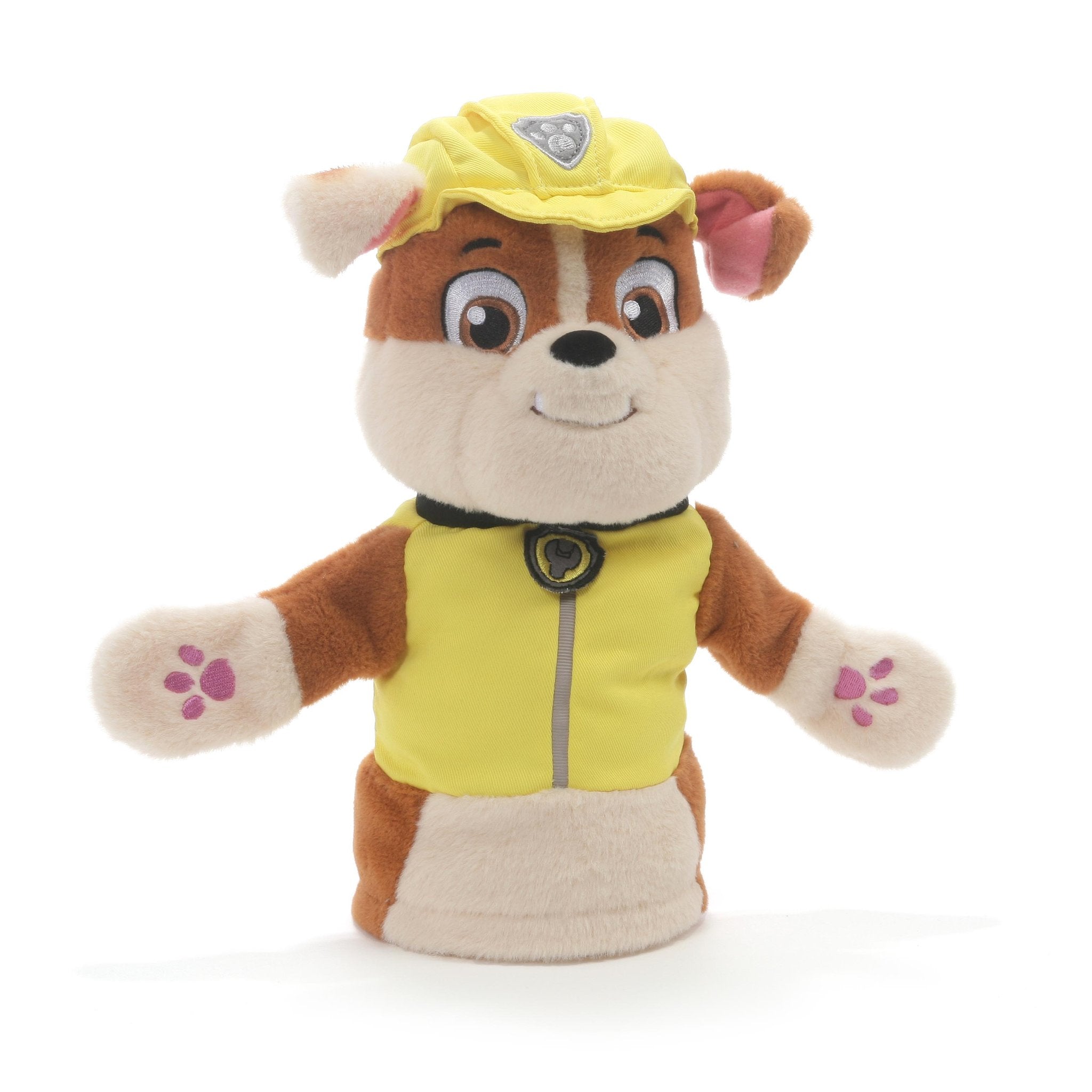 GUND Paw Patrol Rubble Hand Puppet Plush Stuffed Animal Dog, Yellow, 11