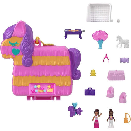 Polly Pocket Compact Playset, Pinata Party with 2 Micro Dolls & Accessories
