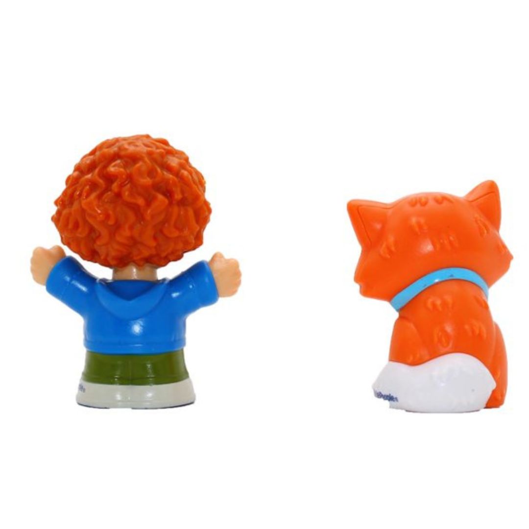 Fisher-Price Little People 2 Pack Action Figure Toy, Curly Red Hair Kid and Cat