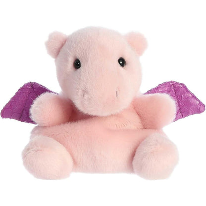 Aurora Palm Pals Aria Pink Dragon stuffed animal plush facing forward with spread purple wings.