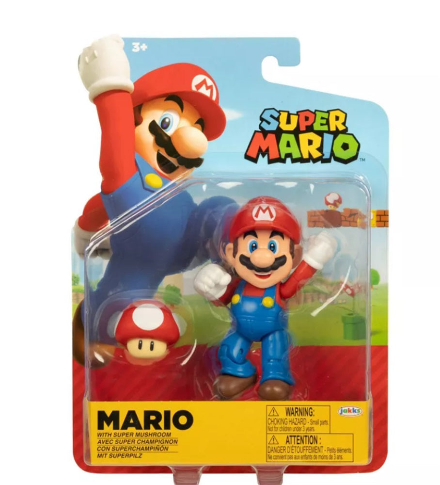 World of Nintendo Super Mario - Mario with Super Mushroom Action Figure