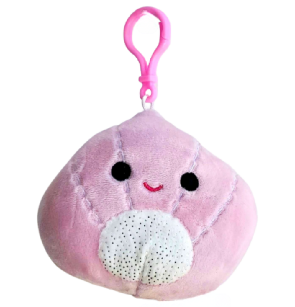 Squishmallows Official Kellytoy 3.5" Clip On Aicha the Seashell Plush Toy S3 #1136