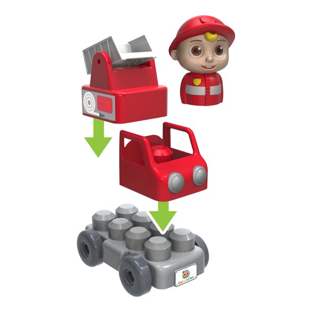 Cocomelon Build-A-Vehicle, JJ in Red Fire Truck 4 Piece Set