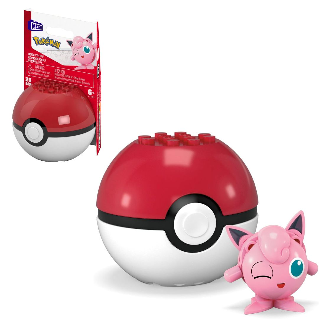MEGA Pokemon Evergreen Jigglypuff Action Figure Building Set with Poke Ball (20 pc)