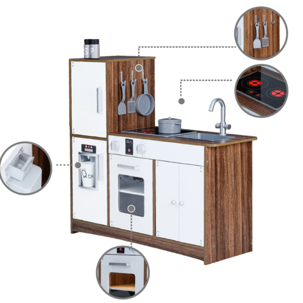 Teamson Kids Little Chef Palm Springs Classic Kids Play Kitchen with Accessories, Natural/White