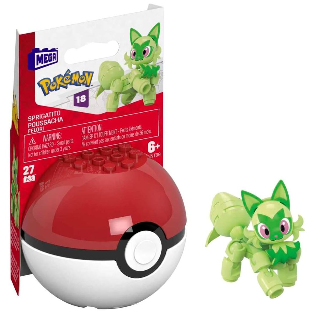 MEGA Pokemon Sprigatito Action Figure Building Set with Poke Ball (27 pc)
