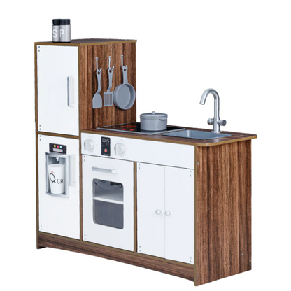 Teamson Kids Little Chef Palm Springs Classic Kids Play Kitchen with Accessories, Natural/White