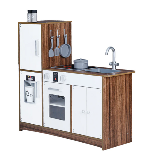 Teamson Kids Little Chef Palm Springs Classic Kids Play Kitchen with Accessories, Natural/White