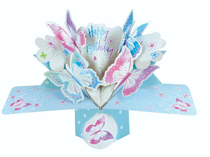 Second Nature Mailable Happy Birthday Butterflies Pop Up Greeting Card - POP130