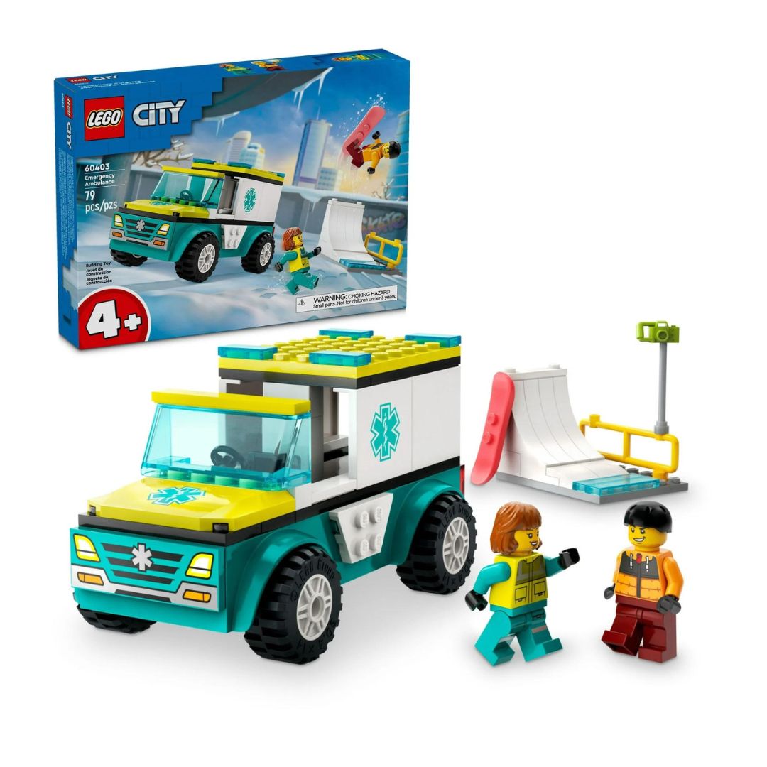 LEGO® City 4+ Emergency Ambulance and Snowboarder 60403, 79 Pieces