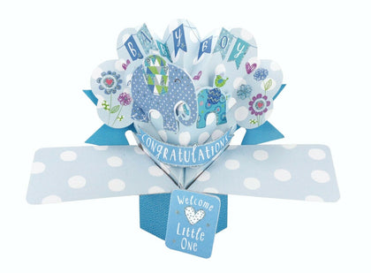 Second Nature Mailable Congratulations Baby Boy Blue Pop Up Greeting Card - POP144