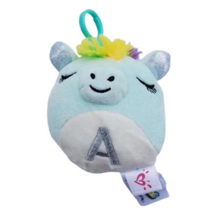 Scented Squishmallows Justice Exclusive Crystal the Unicorn Letter "A" Clip On Plush Toy