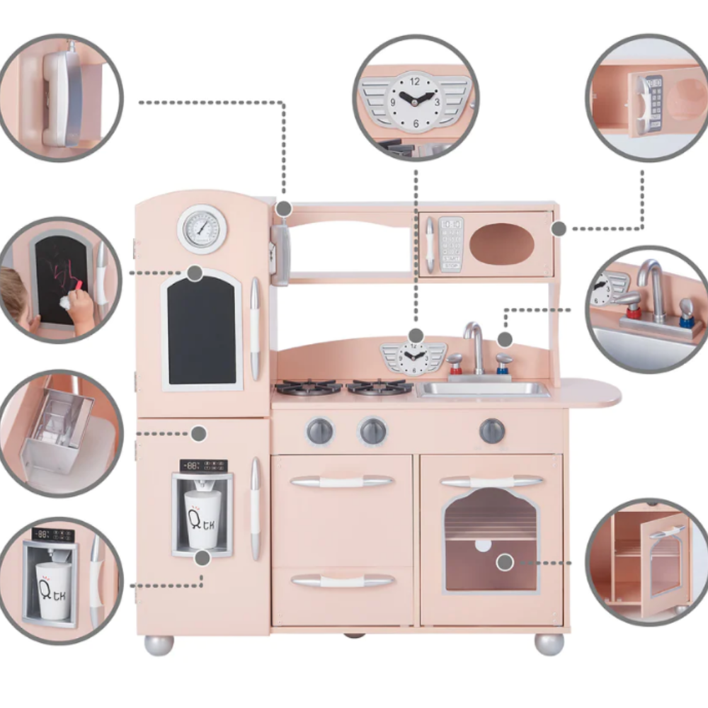Teamson Kids Little Chef Westchester Retro Play Kitchen, Pink