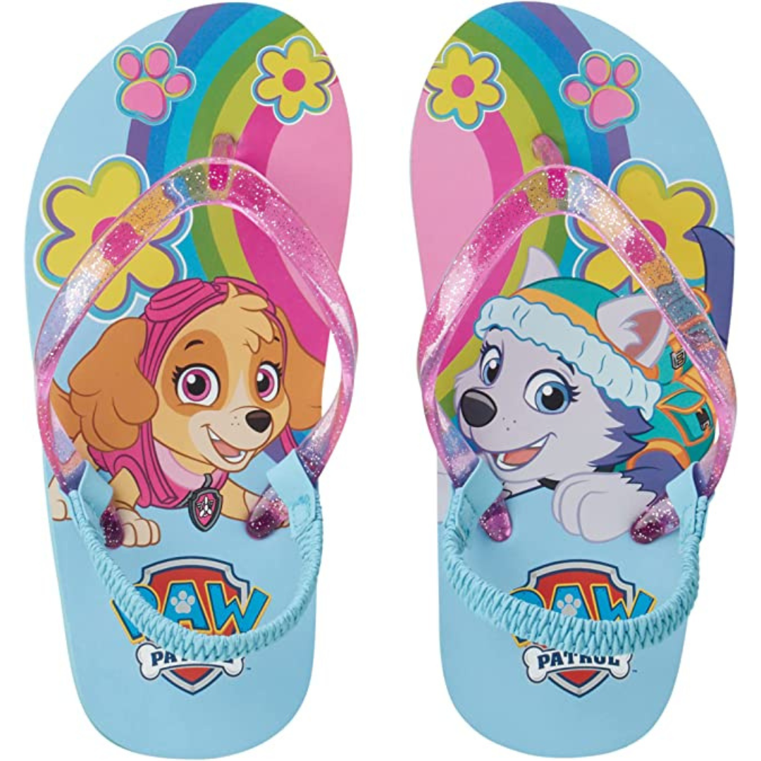Nickelodeon Girls Paw Patrol Thong Summer Flip Flop Sandals With Heel Strap (Toddler) - Size 5/6