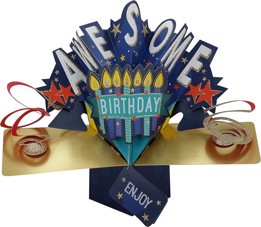 Second Nature Mailable Awesome Birthday Enjoy Pop Up Greeting Card - POP128