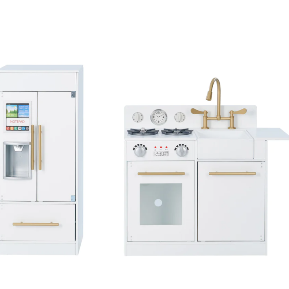 Teamson Kids Little Chef Chelsea Modern Play Kitchen, White/Gold