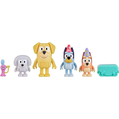 Bluey Figure 4-Pack, Pass The Parcel 2.5-3 inch, Bingo, Lucky's Dad and Lila with Accessories