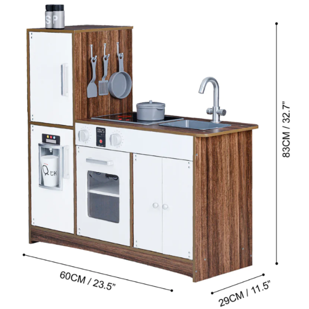 Teamson Kids Little Chef Palm Springs Classic Kids Play Kitchen with Accessories, Natural/White