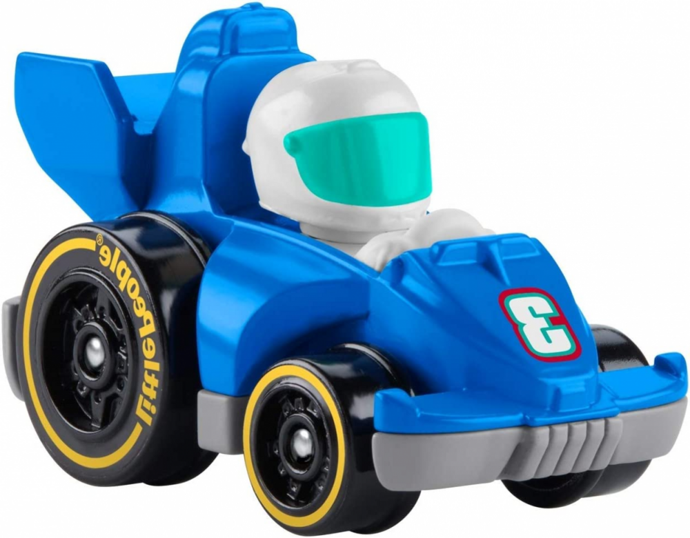 Fisher Price Little People Wheelies Blue/ White Race Car - GMJ21