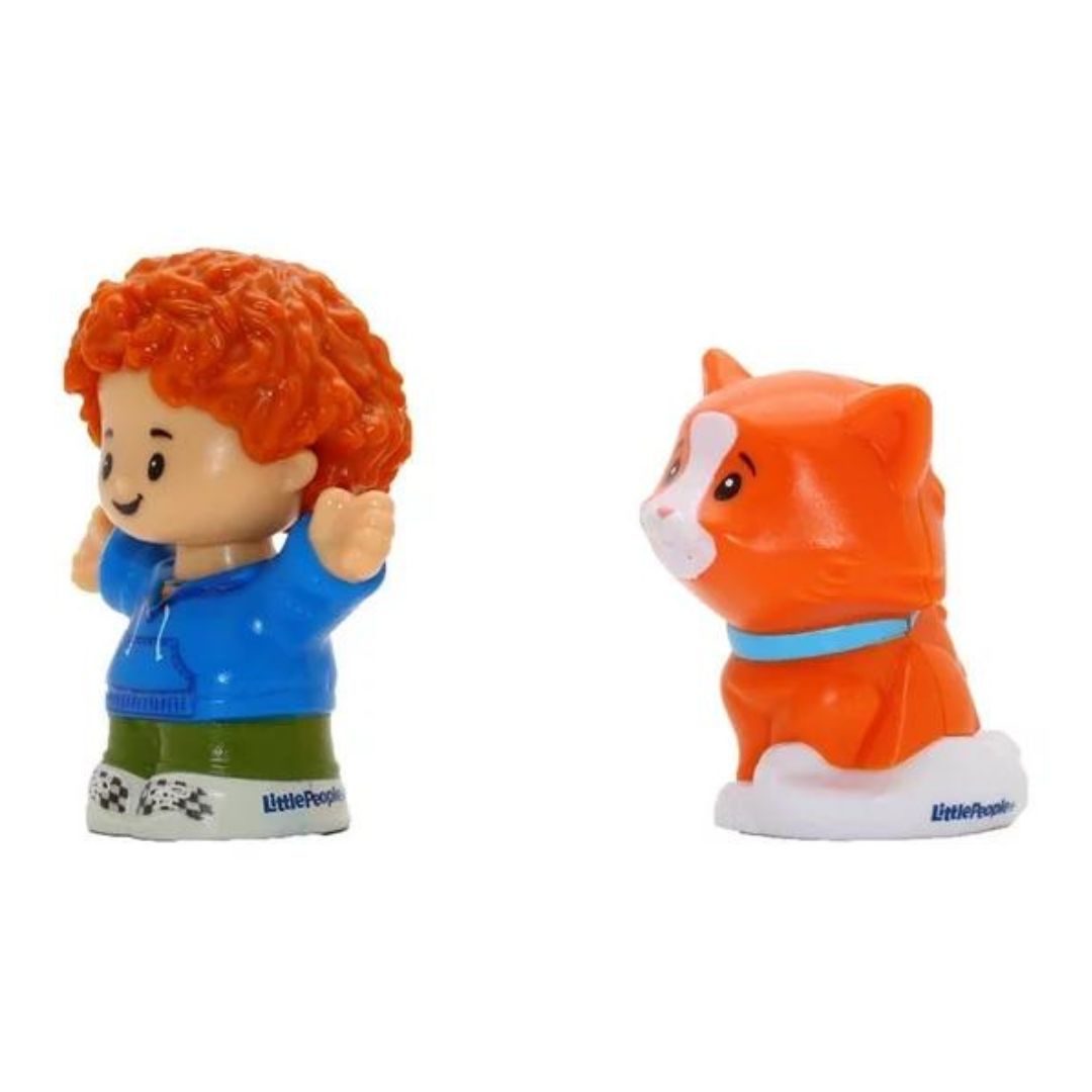 Fisher-Price Little People 2 Pack Action Figure Toy, Curly Red Hair Kid and Cat