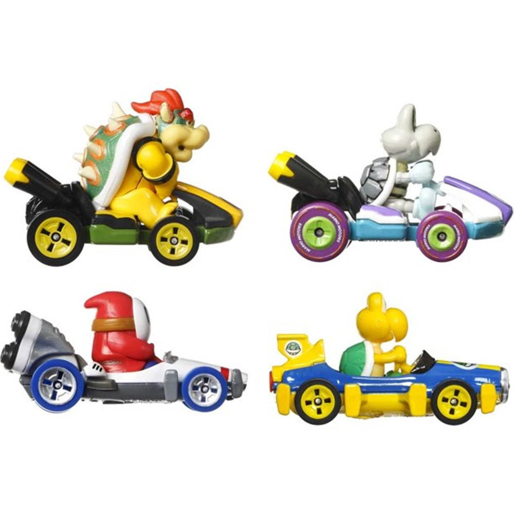 Hot Wheels Mario Kart Vehicle 4-Pack, Set of 4 Characters, Dry Bones, Bowser, Shy Guy, Koopa Troopa