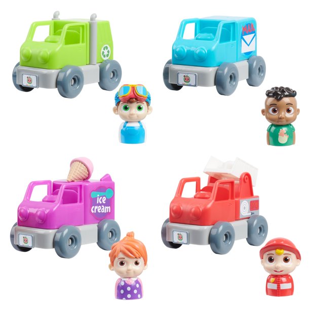 Cocomelon Build-A-Vehicle, JJ in Red Fire Truck 4 Piece Set