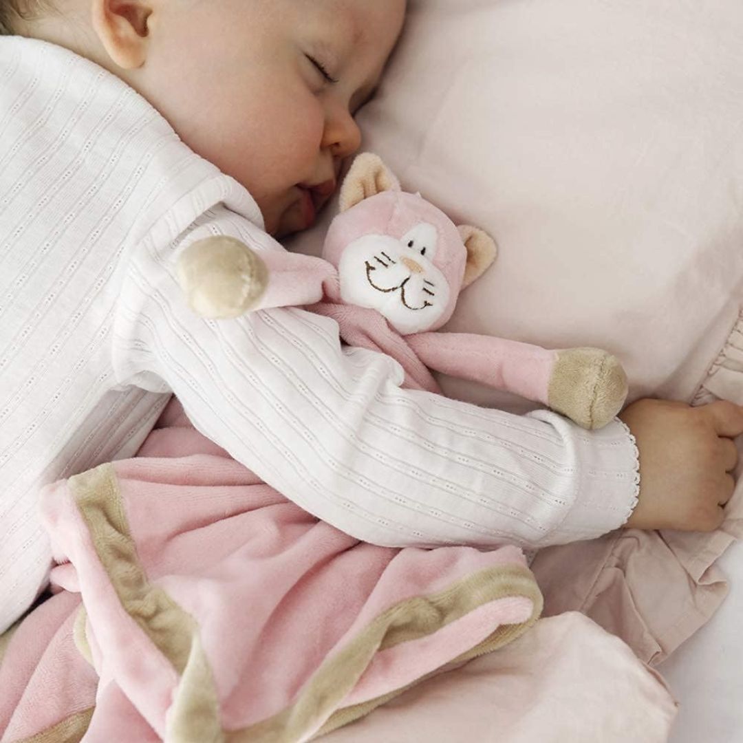 Teddykompaniet Pink Cat Security Blanket Toy, Soft Plush