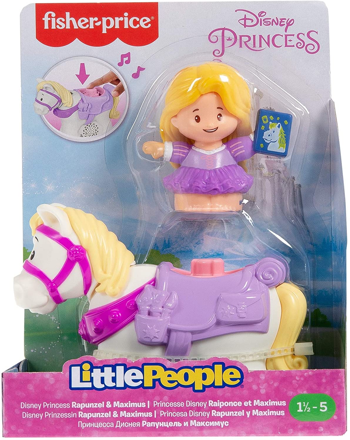 Little People Fisher Price Disney Princess and Horse Bundle- Belle and  Phillippe, Anna and Sven and Rapunzel and Maximus 
