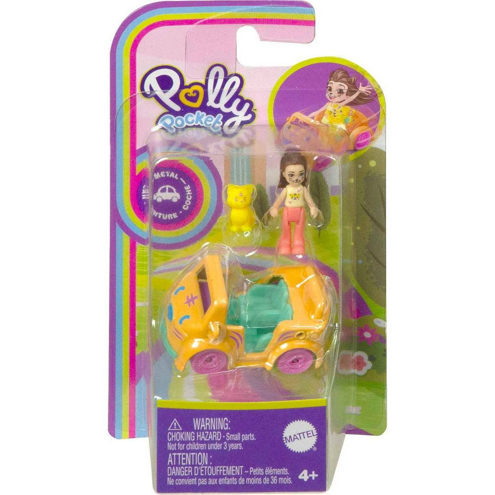 Polly Pocket Pollyville Micro Doll with Tiger-Themed Car and Mini Tiger Ages 4+