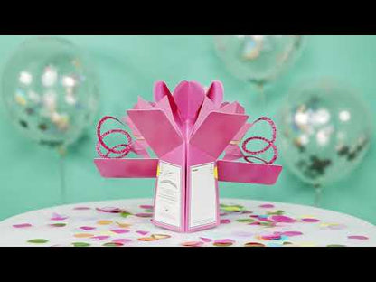 Second Nature Mailable Happy Birthday Pink Flowers Pop Up Greeting Card - POP086