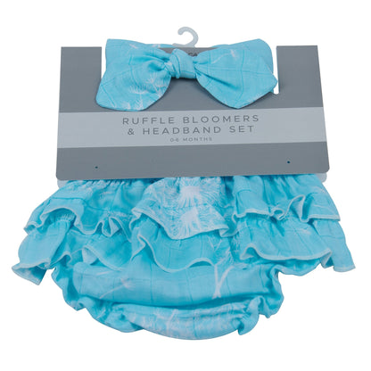 Dandelion Seeds Ruffle 100% Bamboo Bloomers and Headband Set
