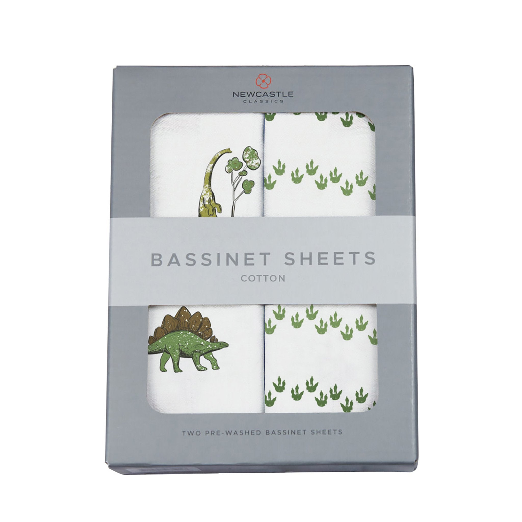 Newcastle Classics Dino Days and Dino Feet Bamboo Changing Pad Cover, Bamboo Bassinet Sheets