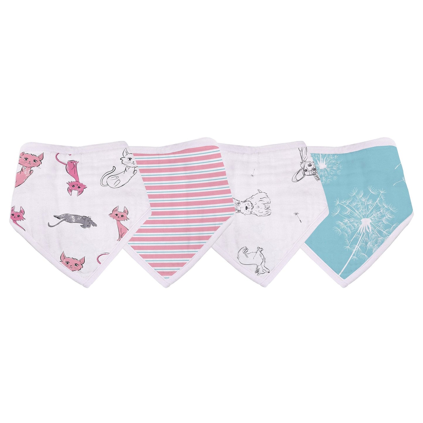 Dandelions 100% Natural Bamboo Muslin Cotton Bandana Snap Bibs, 3 Pack