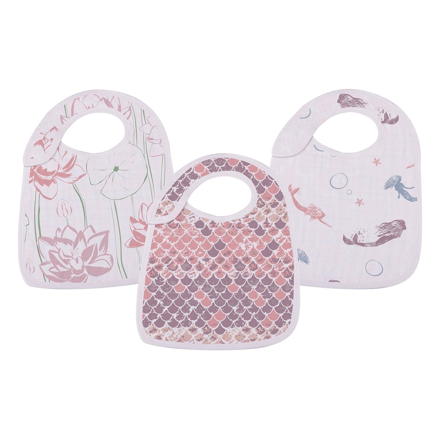 Under The Sea 100% Natural Bamboo Muslin Cotton Snap Bibs, 3 Pack