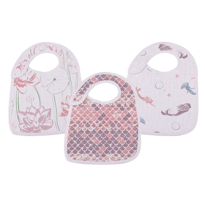Under The Sea 100% Natural Bamboo Muslin Cotton Snap Bibs, 3 Pack