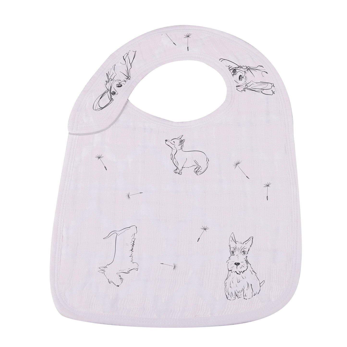 Dandelions 100% Natural Bamboo Muslin Cotton Snap Bibs, 3 Pack