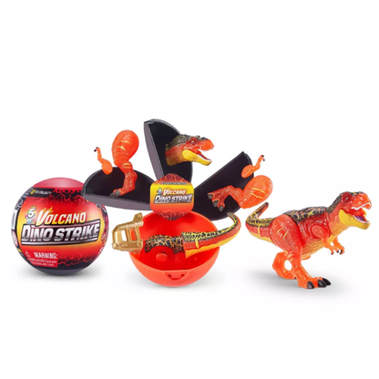 Unboxed capsule segments showing dinosaur parts, battle gear, and launcher accessories.